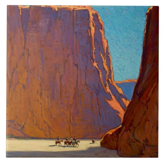 „Sonnenuntergang Canyon de Chelly“ von Edgar Payne Fliese (Vorderseite)