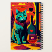 Sonnenuntergang Cat Books und Wine Custom Notebook Notizblock (Rückseite)