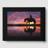 Sonnenuntergang Cowboy auf Pferdefeier Gästebuch (Rückseite)