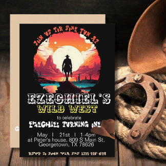 Sonnenuntergang Cowboy Geburtstagseinladung, Bearb Einladung