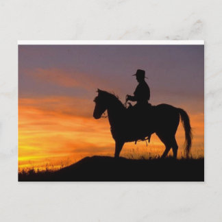 Sonnenuntergang-Cowboy Postkarte