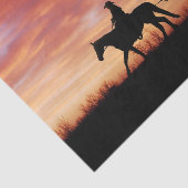 Sonnenuntergang Cowboy und Pferd-Silhouette Seidenpapier (Ausschnitt)