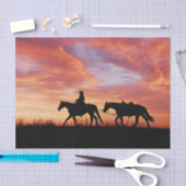 Sonnenuntergang Cowboy und Pferd-Silhouette Seidenpapier (Handwerk)