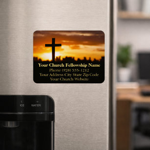 Sonnenuntergang Cross2 Kirchenpastor Visitenkarten Magnet