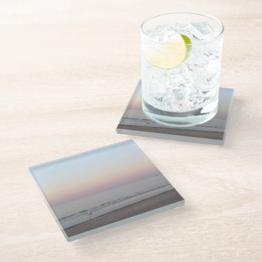 Sonnenuntergang-Dekorglas-Untersetzer Glasuntersetzer (Schrägansicht)