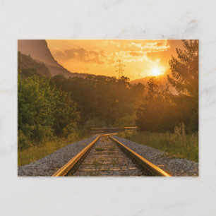 Sonnenuntergang der Eisenbahn Postkarte