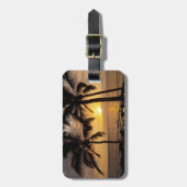 Sonnenuntergang der Palme Gepäckanhänger (Vorderseite vertikal)