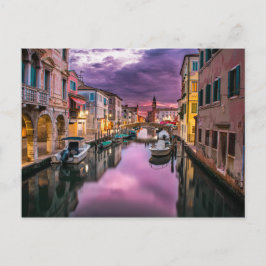 Sonnenuntergang der Venedig-Kanäle Italiens mit Bo Postkarte
