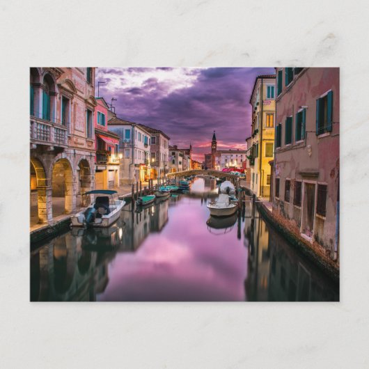 Sonnenuntergang der Venedig-Kanäle Italiens mit Bo Postkarte (Vorderseite)
