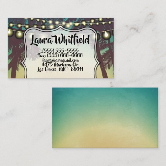 Sonnenuntergang der Visitenkarte Palm Trees String (Vorne/Hinten)