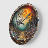Sonnenuntergang der Waldbäume Große Wanduhr (Winkel)