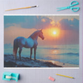 Sonnenuntergang des Pferdes am Meer Seidenpapier (Basteln)