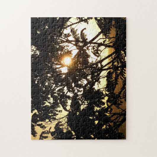 Sonnenuntergang durch Bäume I Tropische Fotografie Puzzle (Vertikal)