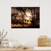 Sonnenuntergang durch das Gras Poster (Küche)