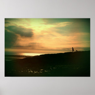 Sonnenuntergang durch das Meer Poster