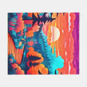 Sonnenuntergang durch den Herbstwald Fleecedecke (Vorderseite (Horizontal))