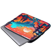 Sonnenuntergang durch den Herbstwald Laptopschutzhülle (Vorne Knopf)