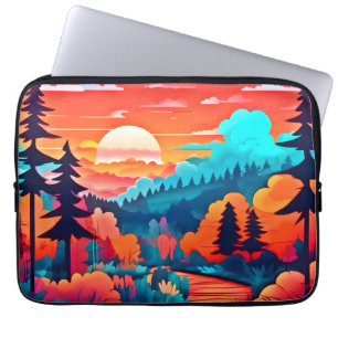 Sonnenuntergang durch den Herbstwald Laptopschutzhülle