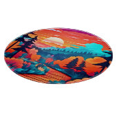 Sonnenuntergang durch den Herbstwald Schneidebrett (Ecke)