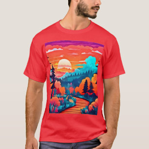 Sonnenuntergang durch den Herbstwald T-Shirt