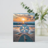 Sonnenuntergang durch den Sand-Dollar Postkarte (Stehend Vorderseite)