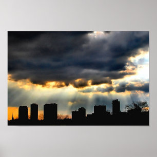 Sonnenuntergang durch den Sturm Poster