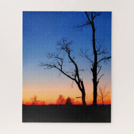 Sonnenuntergang durch die Bäume Puzzle