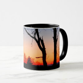 Sonnenuntergang durch die Bäume Tasse