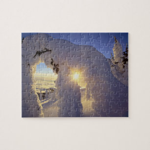 Sonnenuntergang durch die Schneegassen im Großen B Puzzle