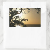 Sonnenuntergang durch die Tropenfotografie der Bäu Rechteckiger Aufkleber (Tasche)