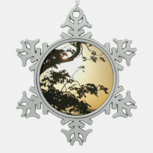 Sonnenuntergang durch die Tropenfotografie der Bäu Schneeflocken Zinn-Ornament