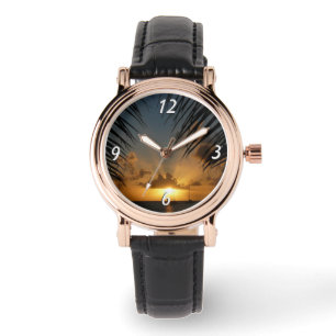 Sonnenuntergang durch die tropische Küste der Palm Armbanduhr