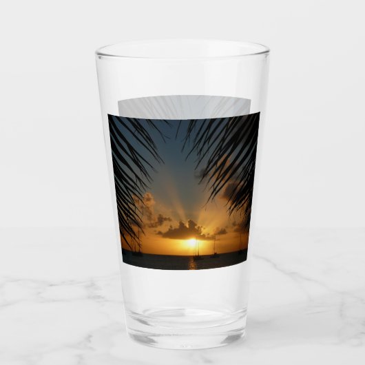 Sonnenuntergang durch die tropische Küste der Palm Glas (Vorderseite)