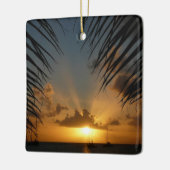 Sonnenuntergang durch die tropische Küste der Palm Keramikornament (Links)