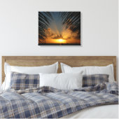 Sonnenuntergang durch die tropische Küste der Palm Leinwanddruck (Insitu (Schlafzimmer))