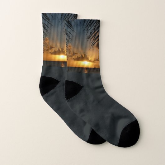 Sonnenuntergang durch die tropische Küste der Palm Socken (Paar)