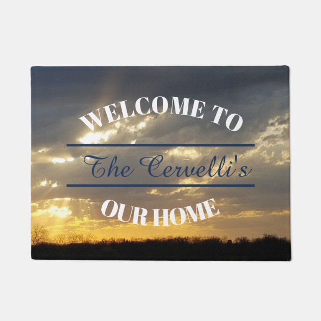 Sonnenuntergang durch die Wolken Fußmatte (Vorderseite)