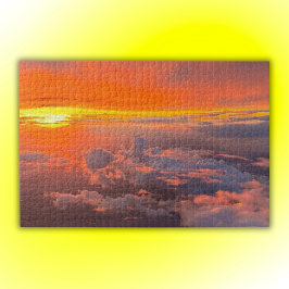 Sonnenuntergang durch die Wolkendecke Orange & Gel Puzzle