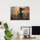 Sonnenuntergang durch ein Feld der Blume - Impress Poster (Heimbüro)