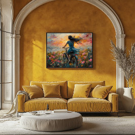 Sonnenuntergang durch ein Feld der Blume - Impress Poster