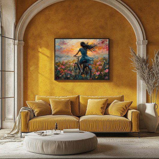 Sonnenuntergang durch ein Feld der Blume - Impress Poster