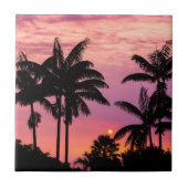 Sonnenuntergang durch Palmen Fliese (Vorderseite)