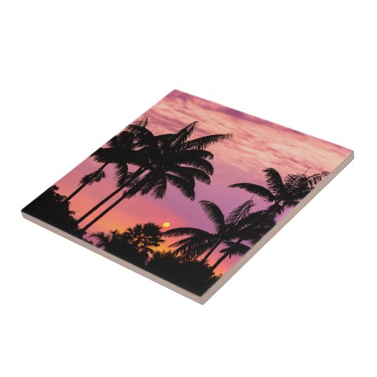 Sonnenuntergang durch Palmen Fliese (Seite)