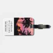 Sonnenuntergang durch Palmen Gepäckanhänger (Rückseite horizontal)