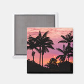 Sonnenuntergang durch Palmen Magnet (Vorderseite/Rückseite)