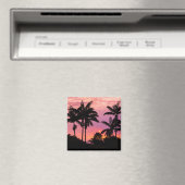 Sonnenuntergang durch Palmen Magnet (In Situ (Geschirrspüler))