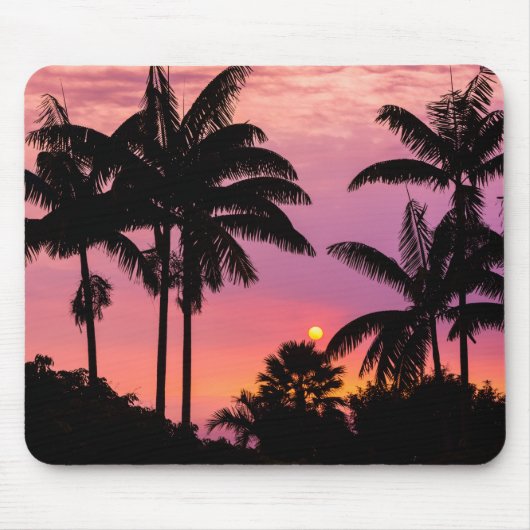 Sonnenuntergang durch Palmen Mousepad (Vorne)
