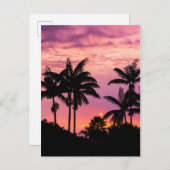 Sonnenuntergang durch Palmen Postkarte (Vorne/Hinten)