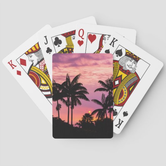 Sonnenuntergang durch Palmen Spielkarten (Rückseite)