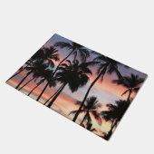 Sonnenuntergang durch tropische Palmen Fußmatte (Schrägansicht)